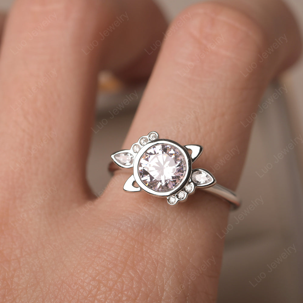 Saturn Style Cubic Zirconia Engagement Ring - LUO Jewelry