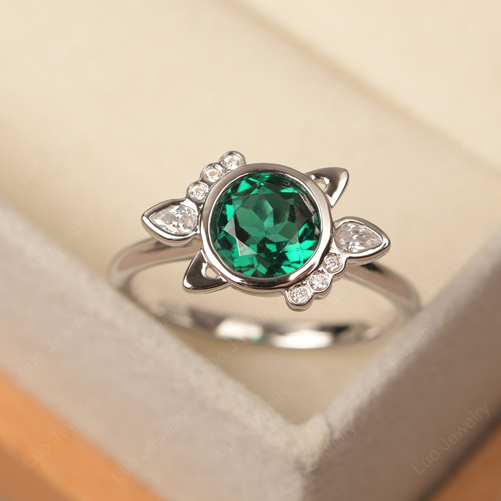 Saturn Style Emerald Engagement Ring - LUO Jewelry