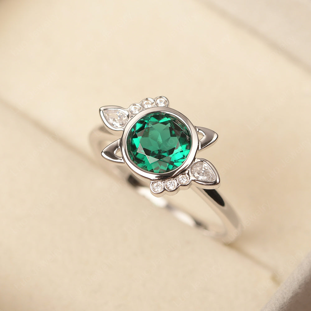 Saturn Style Emerald Engagement Ring - LUO Jewelry