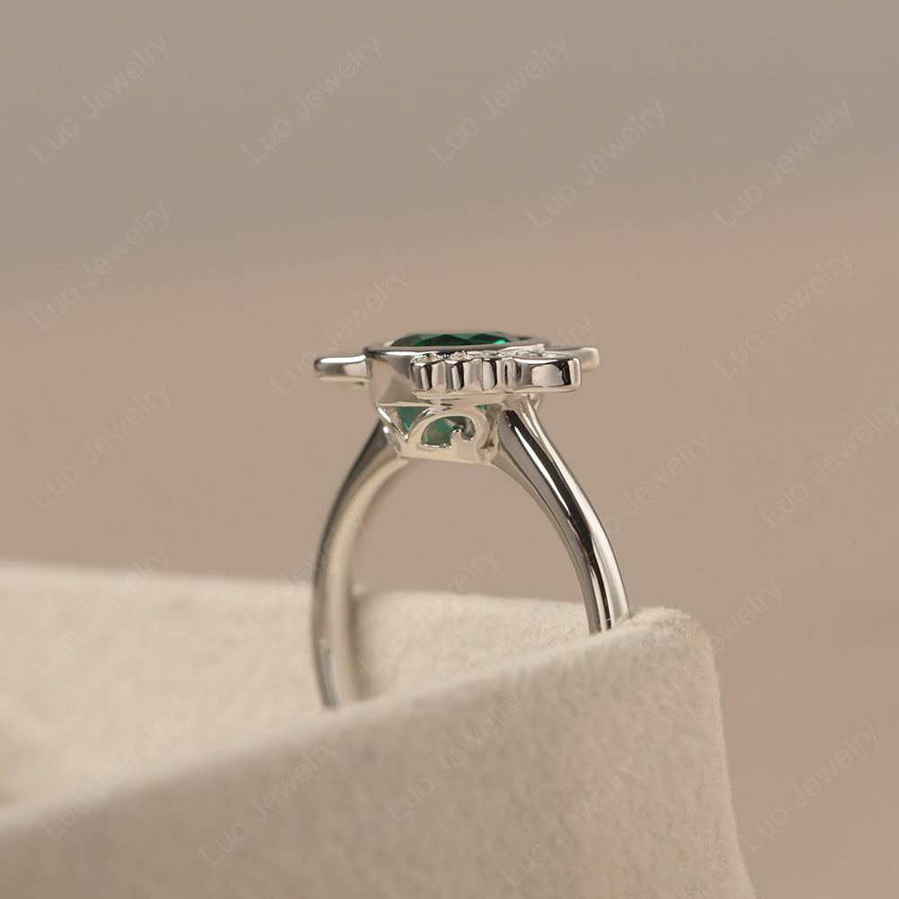 Saturn Style Emerald Engagement Ring - LUO Jewelry
