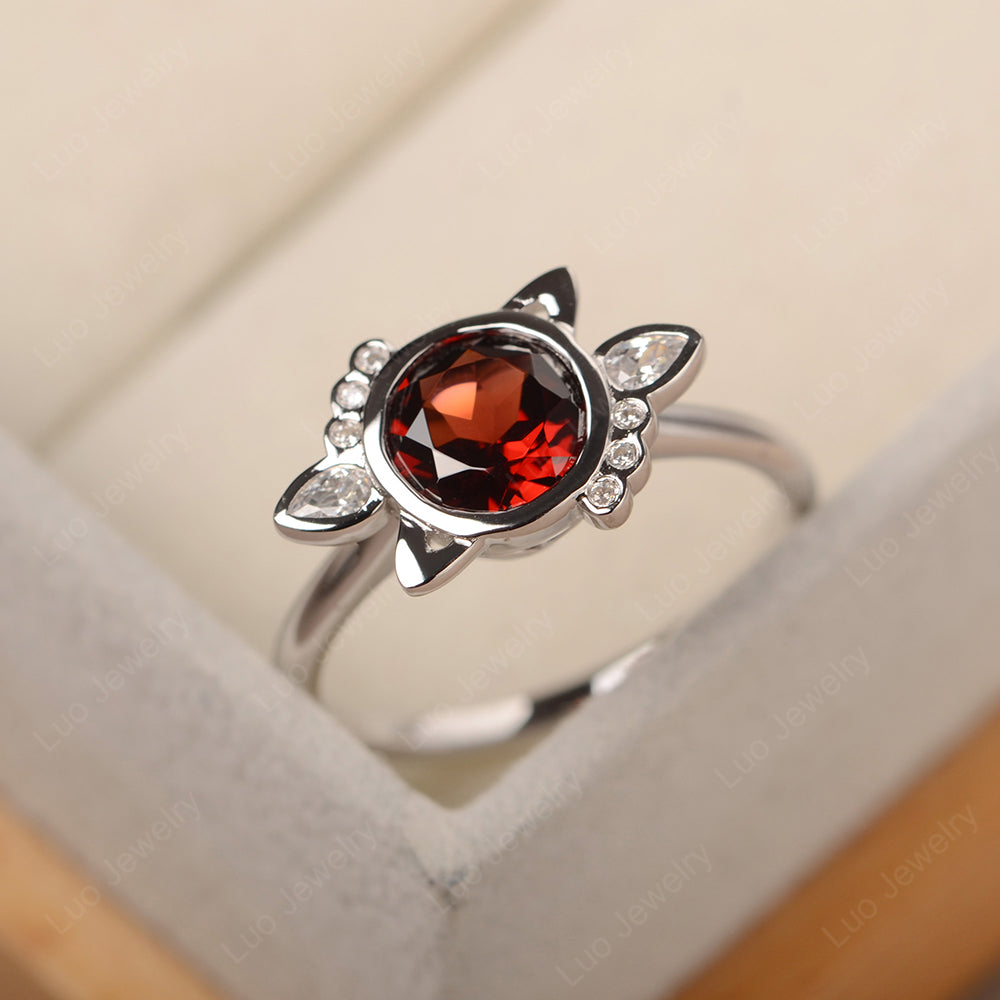 Saturn Style Garnet Engagement Ring - LUO Jewelry