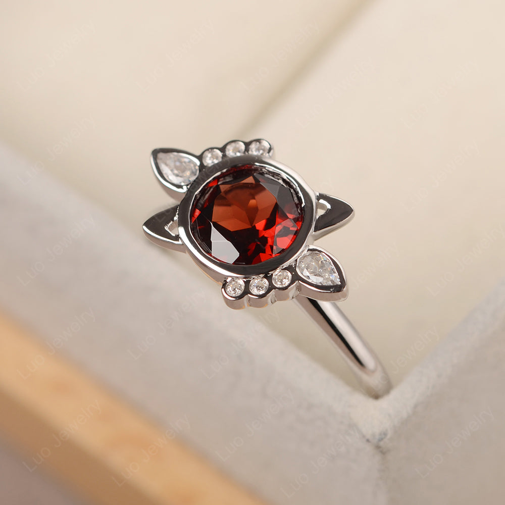 Saturn Style Garnet Engagement Ring - LUO Jewelry