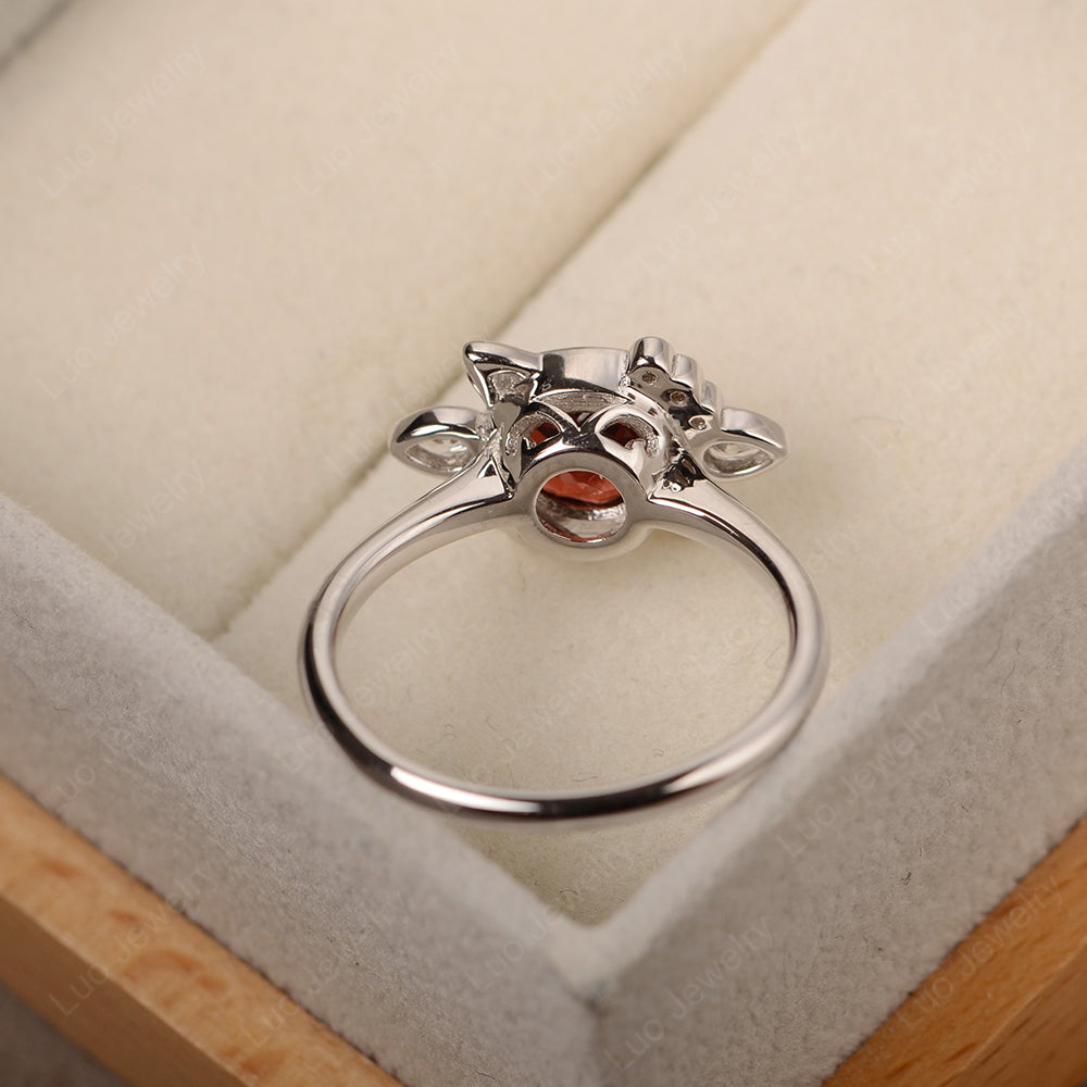 Saturn Style Garnet Engagement Ring - LUO Jewelry