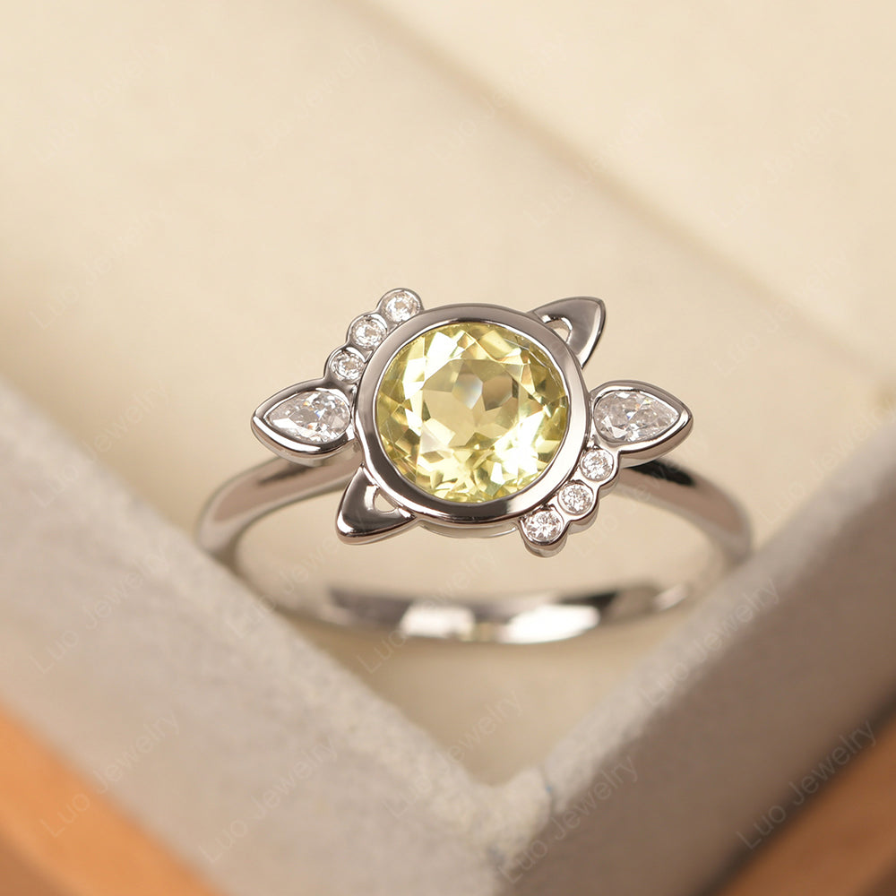 Saturn Style Lemon Quartz Engagement Ring - LUO Jewelry