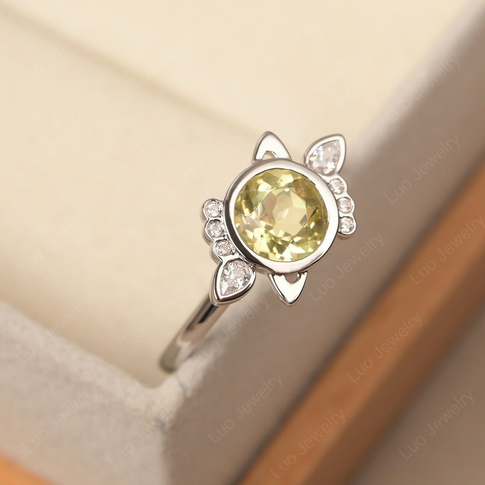 Saturn Style Lemon Quartz Engagement Ring - LUO Jewelry