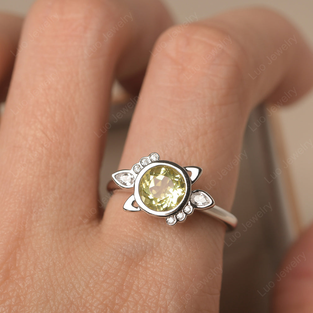 Saturn Style Lemon Quartz Engagement Ring - LUO Jewelry