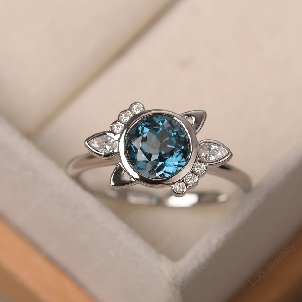 Saturn Style London Blue Topaz Engagement Ring - LUO Jewelry