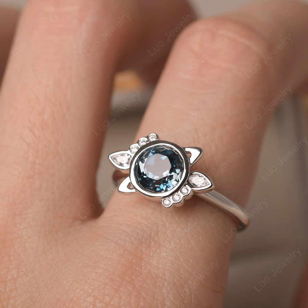 Saturn Style London Blue Topaz Engagement Ring - LUO Jewelry