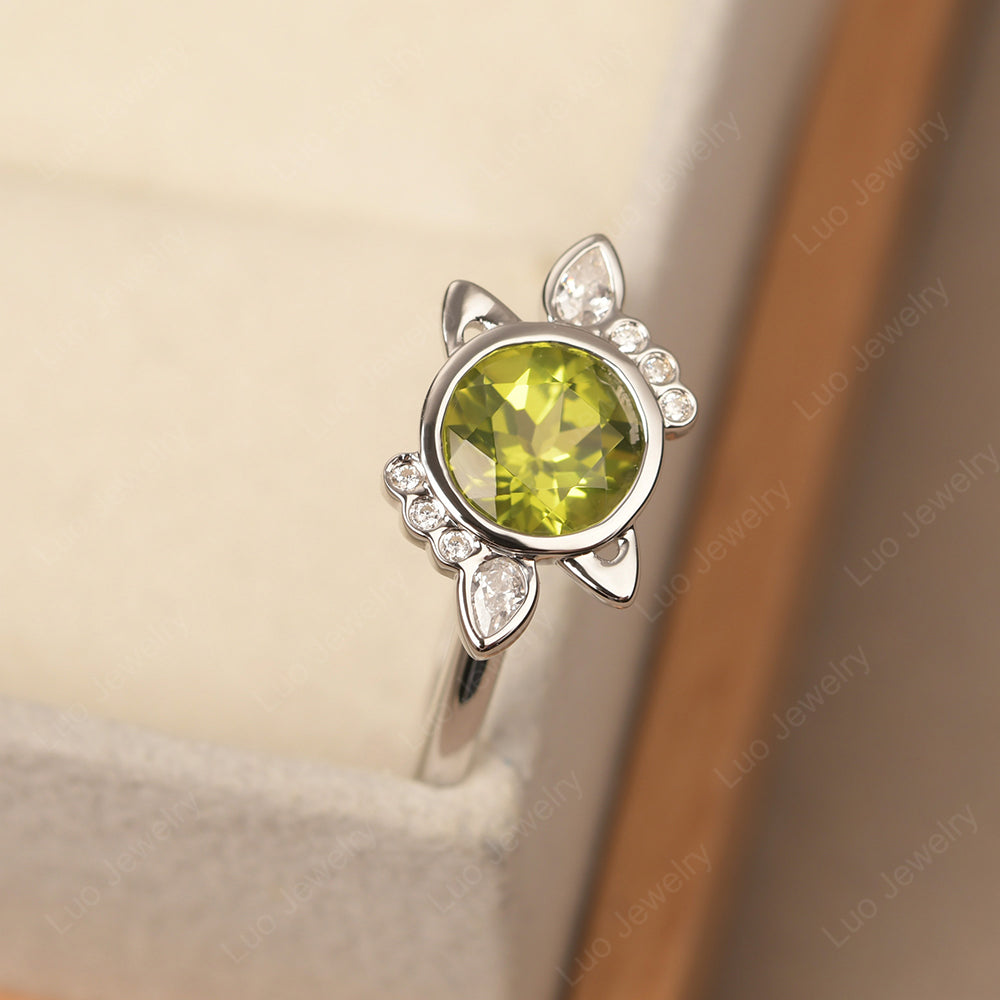 Saturn Style Peridot Engagement Ring - LUO Jewelry