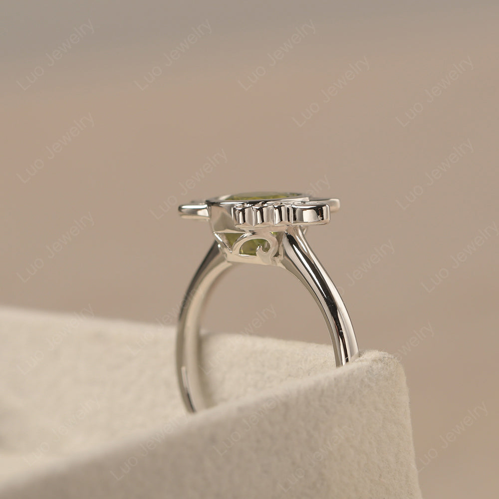 Saturn Style Peridot Engagement Ring - LUO Jewelry