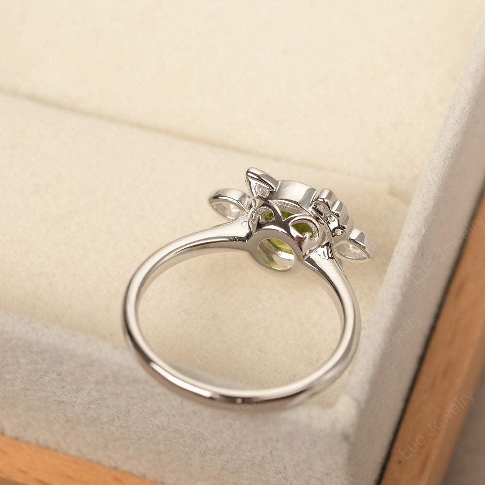 Saturn Style Peridot Engagement Ring - LUO Jewelry