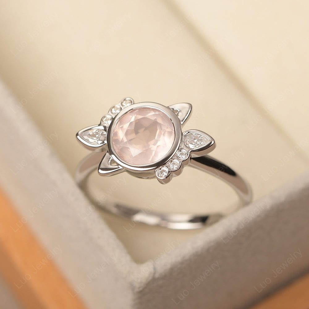 Saturn Style Rose Quartz Engagement Ring - LUO Jewelry