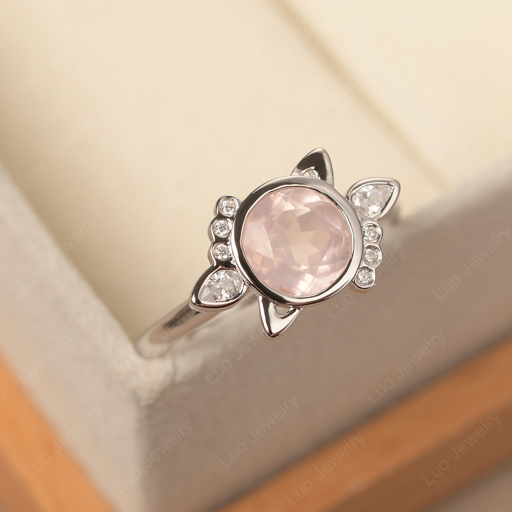 Saturn Style Rose Quartz Engagement Ring - LUO Jewelry
