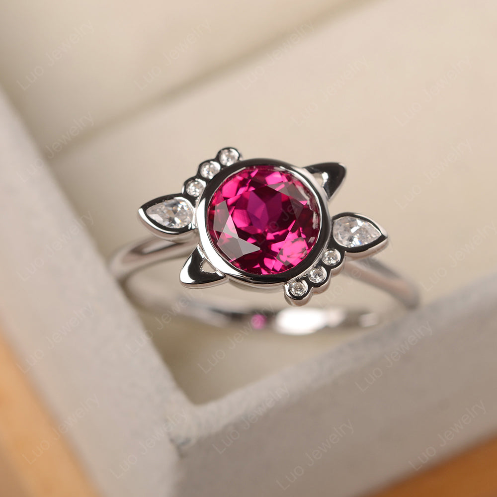Saturn Style Ruby Engagement Ring - LUO Jewelry