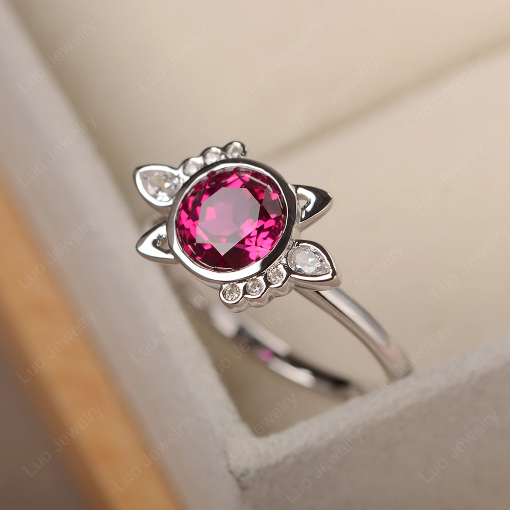 Saturn Style Ruby Engagement Ring - LUO Jewelry