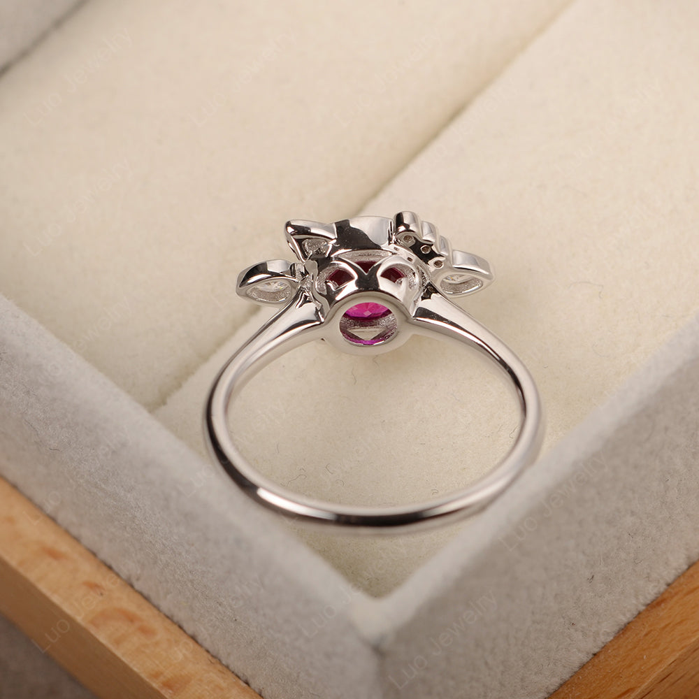 Saturn Style Ruby Engagement Ring - LUO Jewelry
