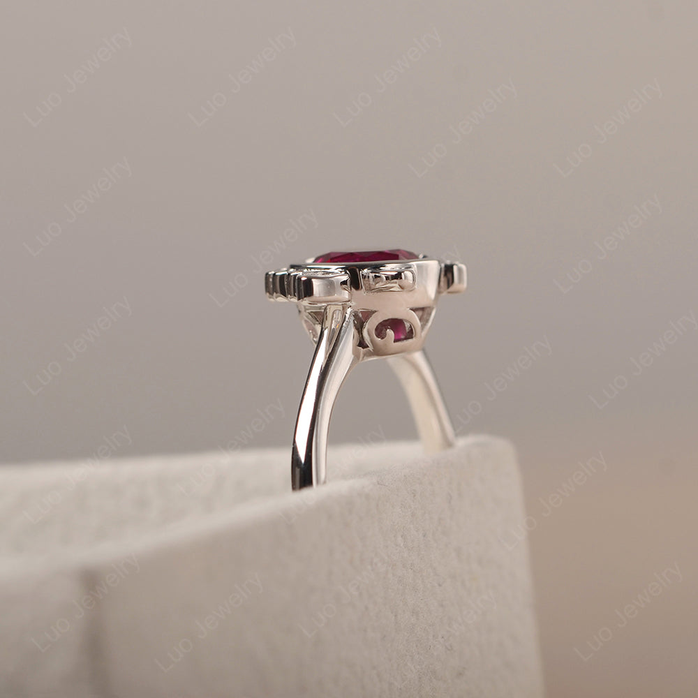 Saturn Style Ruby Engagement Ring - LUO Jewelry