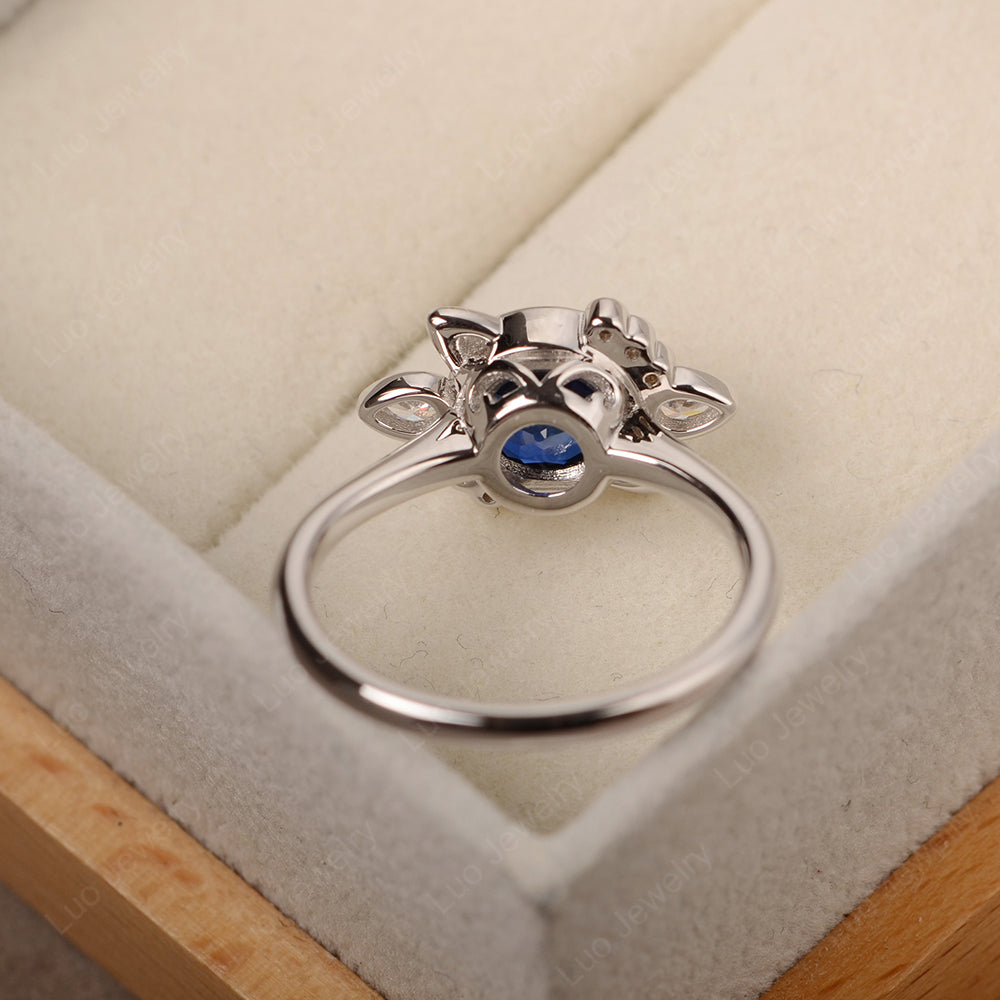 Saturn Style Lab Sapphire Engagement Ring - LUO Jewelry