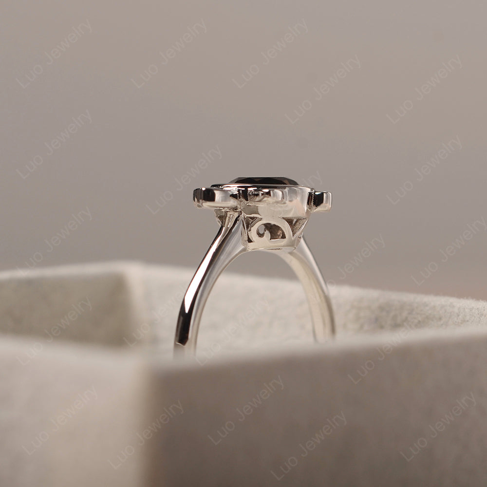 Saturn Style Smoky Quartz  Engagement Ring - LUO Jewelry