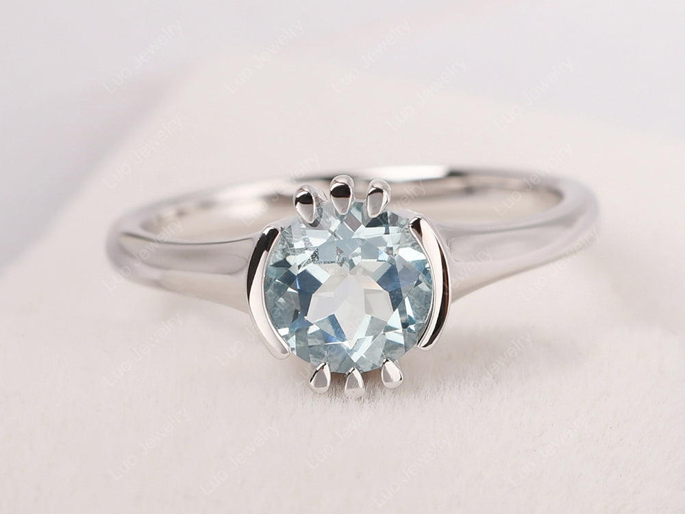 Vintage Aquamarine Solitaire Ring - LUO Jewelry