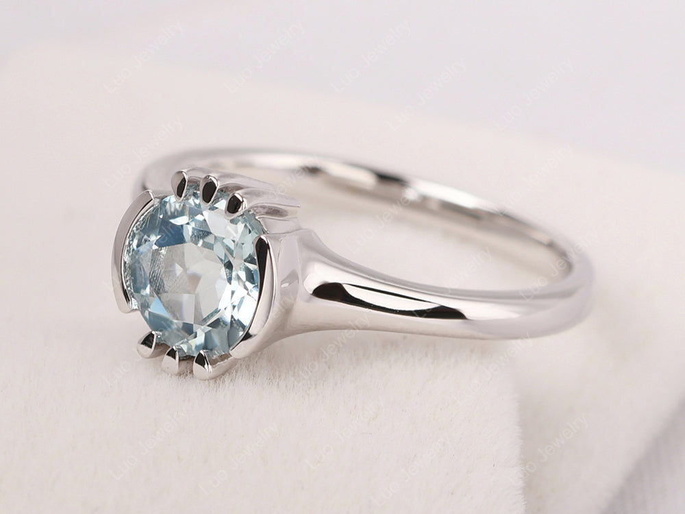 Vintage Aquamarine Solitaire Ring - LUO Jewelry