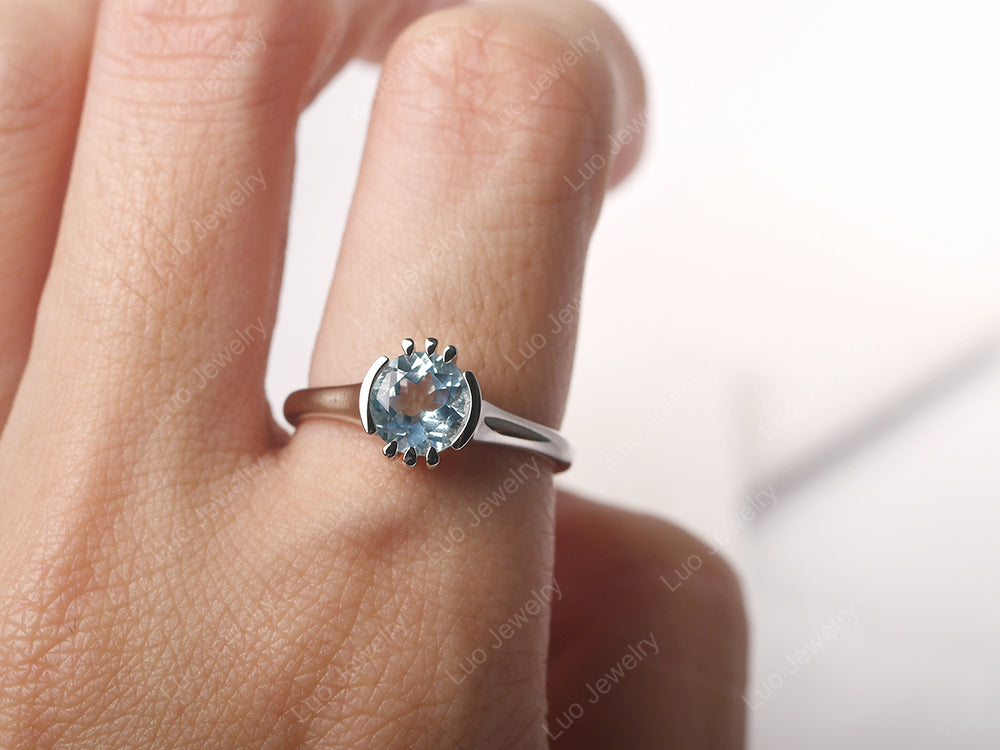 Vintage Aquamarine Solitaire Ring - LUO Jewelry