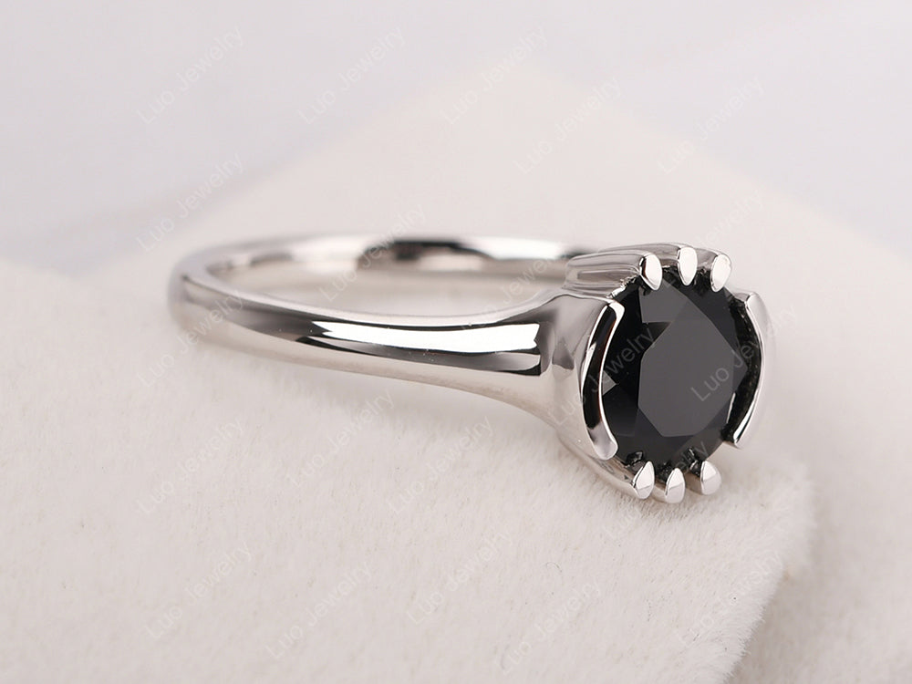 Vintage Black Spinel Solitaire Ring - LUO Jewelry