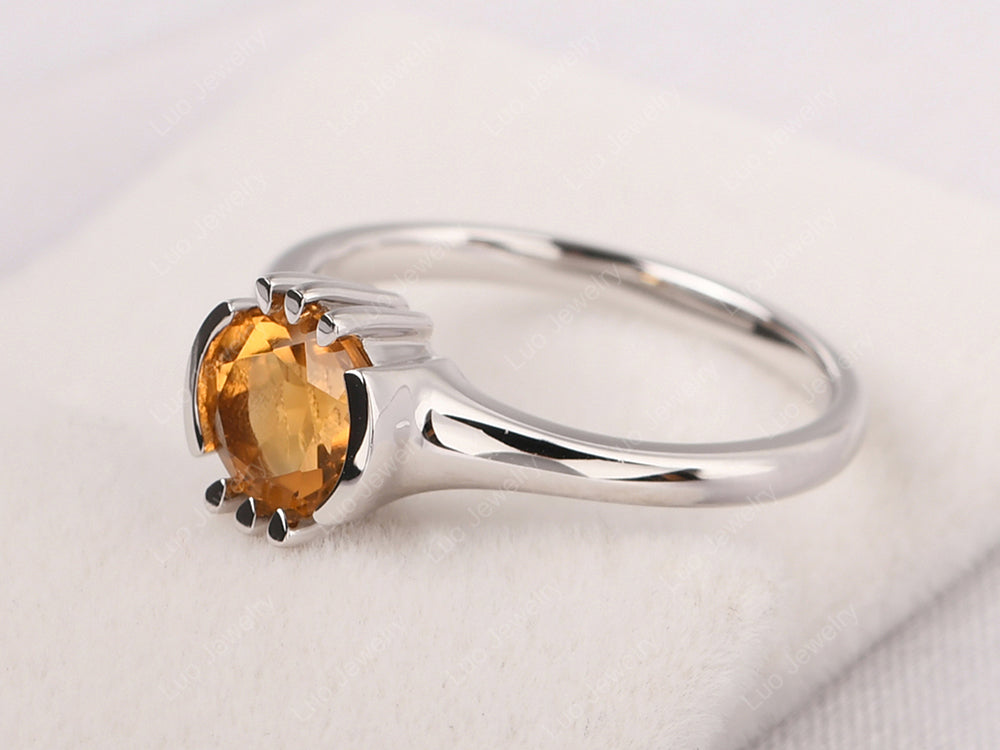 Vintage Citrine Solitaire Ring - LUO Jewelry