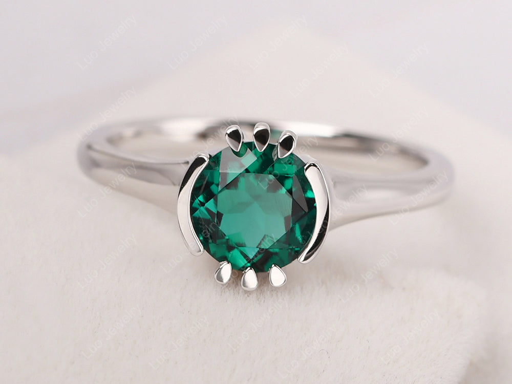 Vintage Emerald Solitaire Ring - LUO Jewelry
