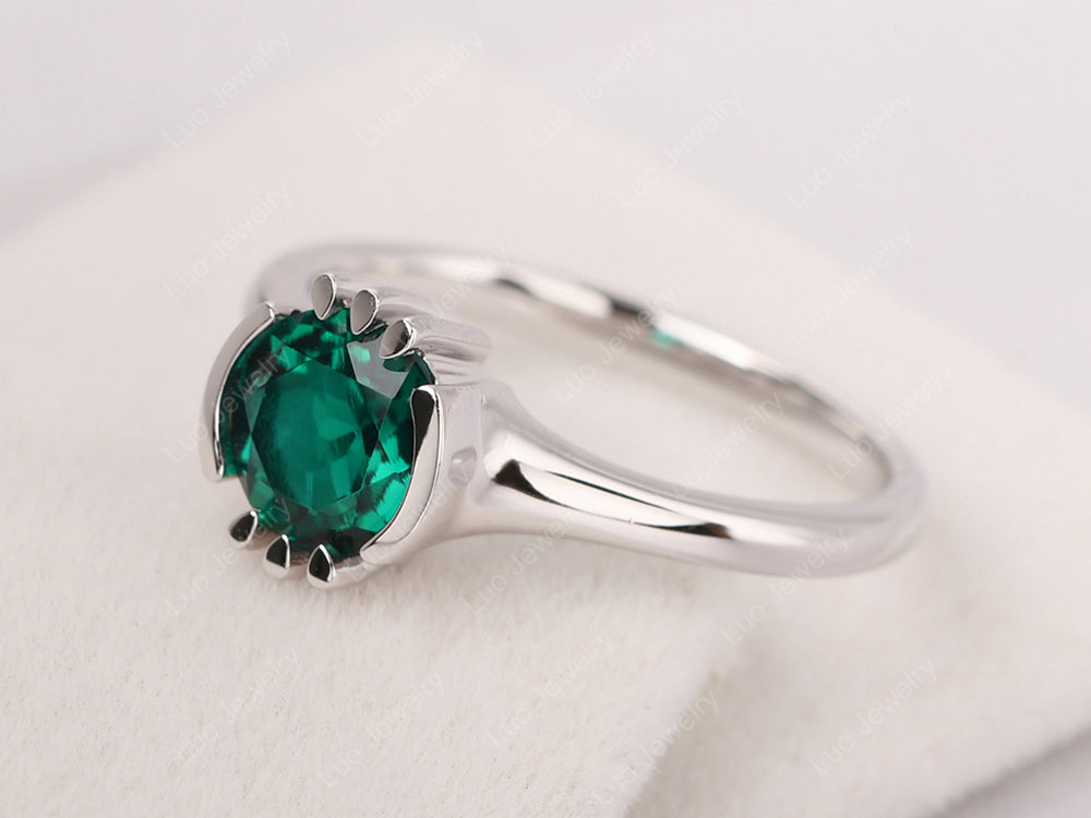 Vintage Emerald Solitaire Ring - LUO Jewelry
