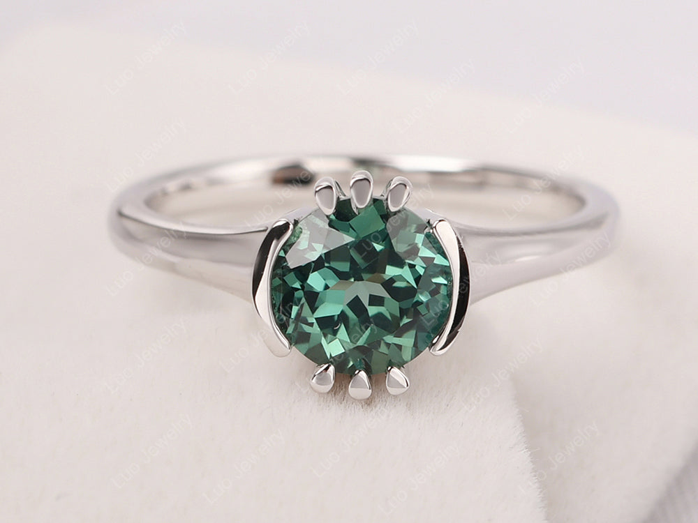 Vintage Green Sapphire Solitaire Ring - LUO Jewelry