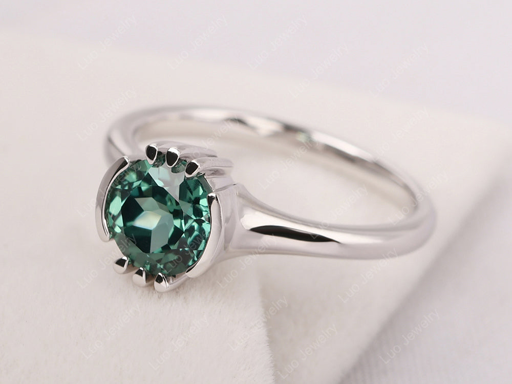 Vintage Green Sapphire Solitaire Ring - LUO Jewelry