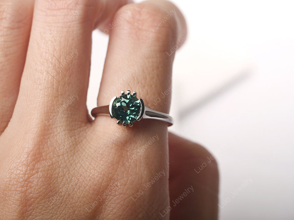 Vintage Green Sapphire Solitaire Ring - LUO Jewelry