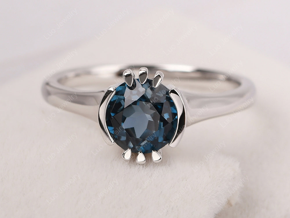 Vintage London Blue Topaz Solitaire Ring - LUO Jewelry