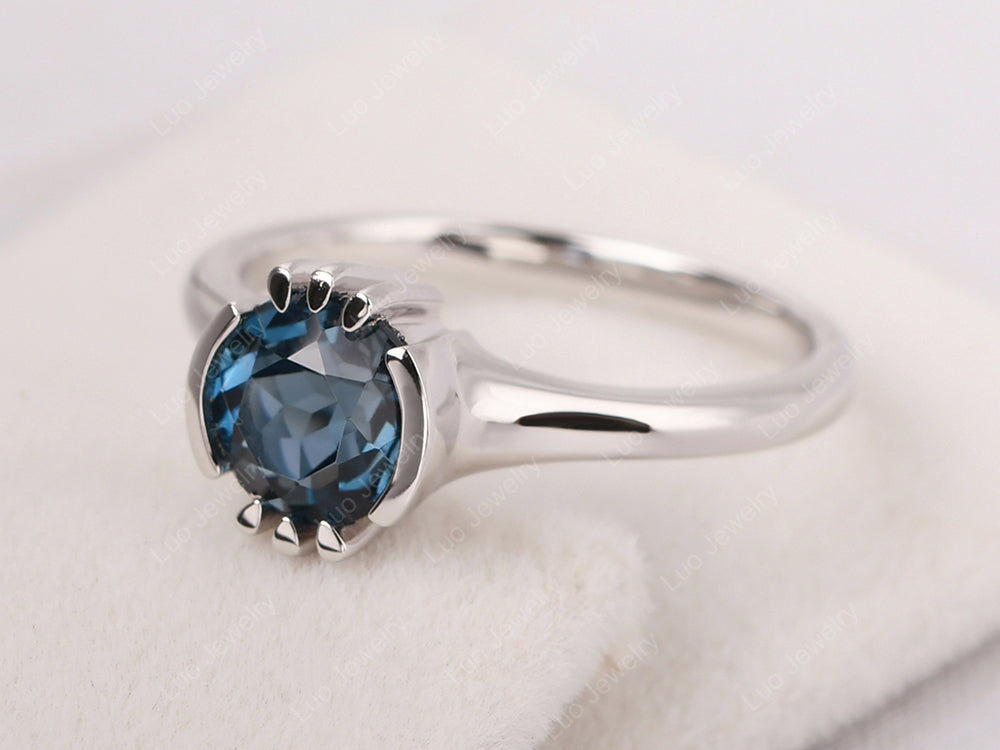 Vintage London Blue Topaz Solitaire Ring - LUO Jewelry