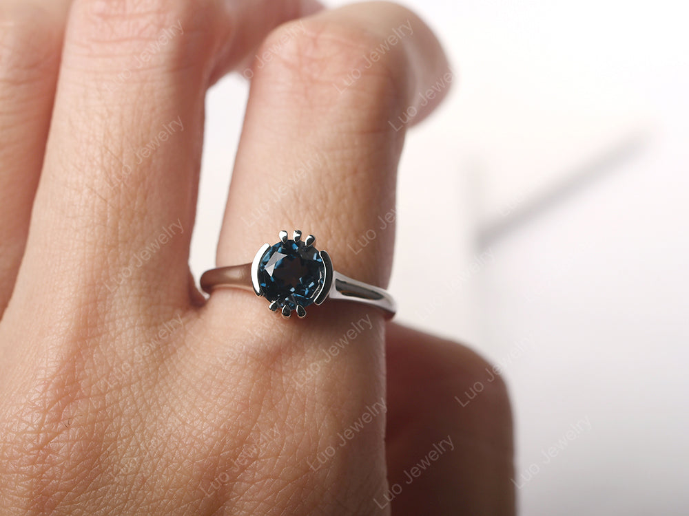 Vintage London Blue Topaz Solitaire Ring - LUO Jewelry