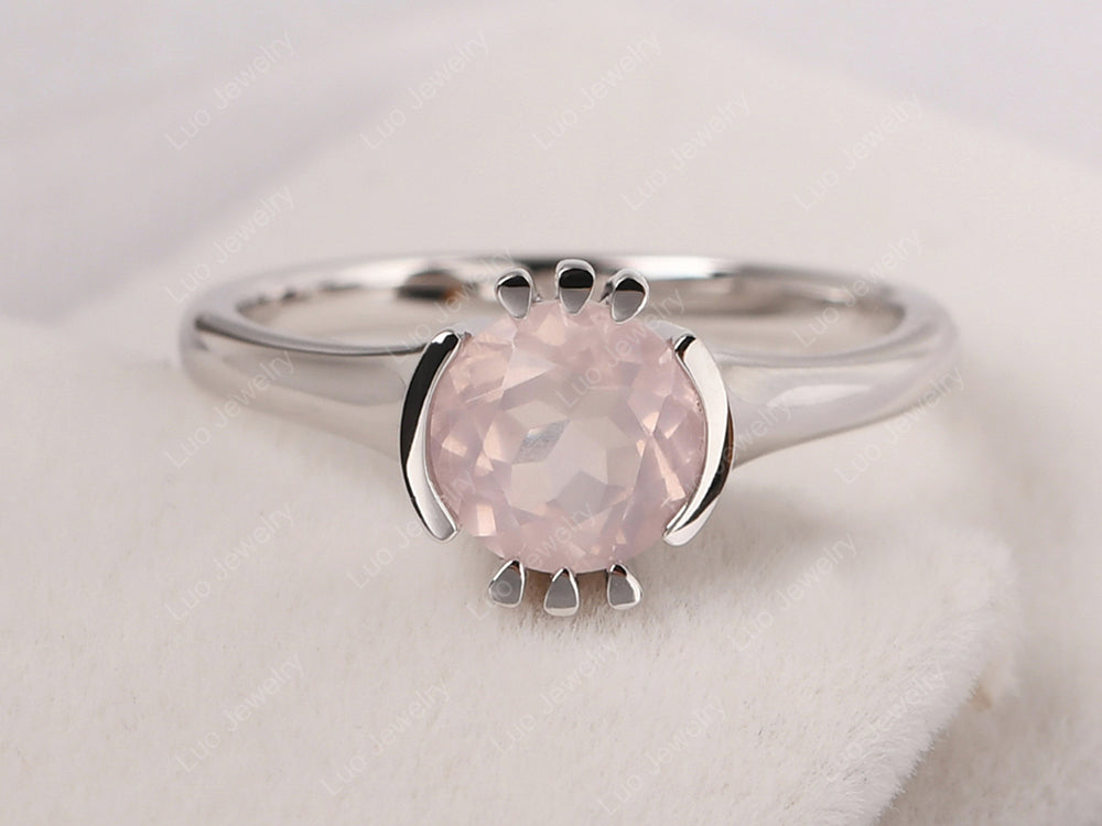 Vintage Rose Quartz Solitaire Ring - LUO Jewelry