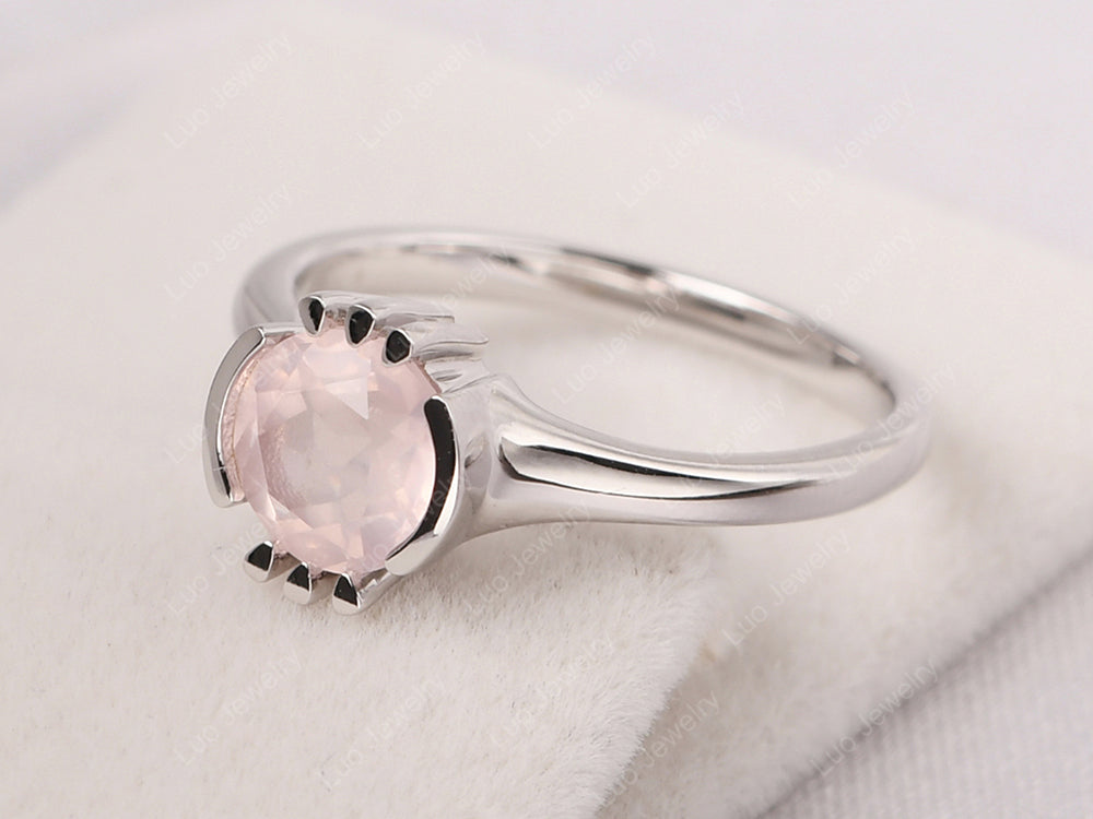 Vintage Rose Quartz Solitaire Ring - LUO Jewelry