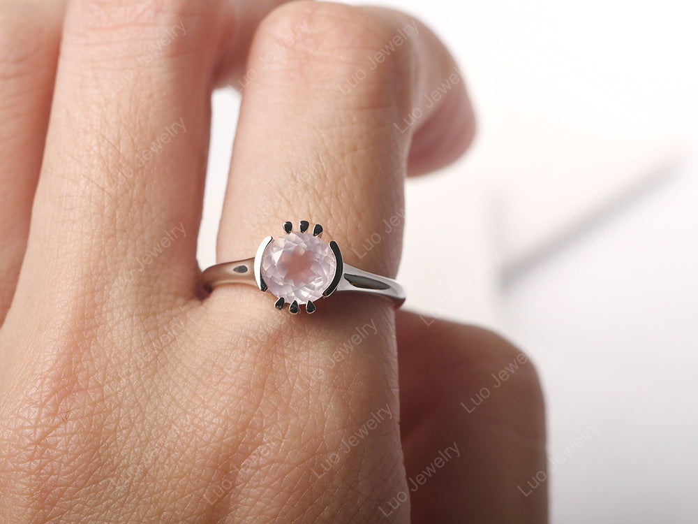 Vintage Rose Quartz Solitaire Ring - LUO Jewelry