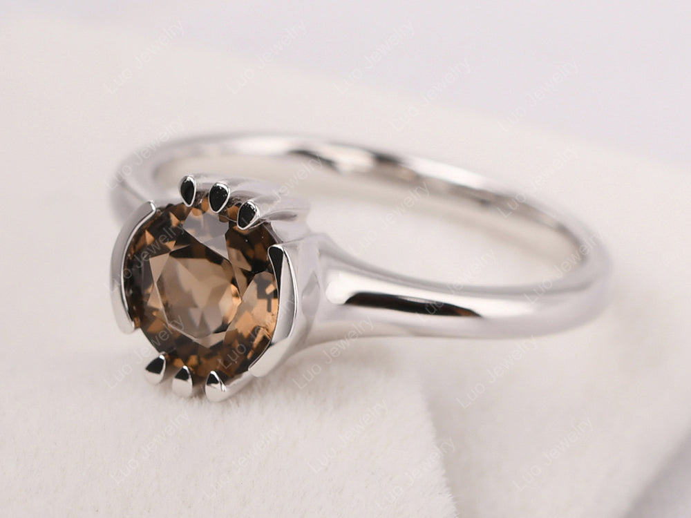 Vintage Smoky Quartz  Solitaire Ring - LUO Jewelry