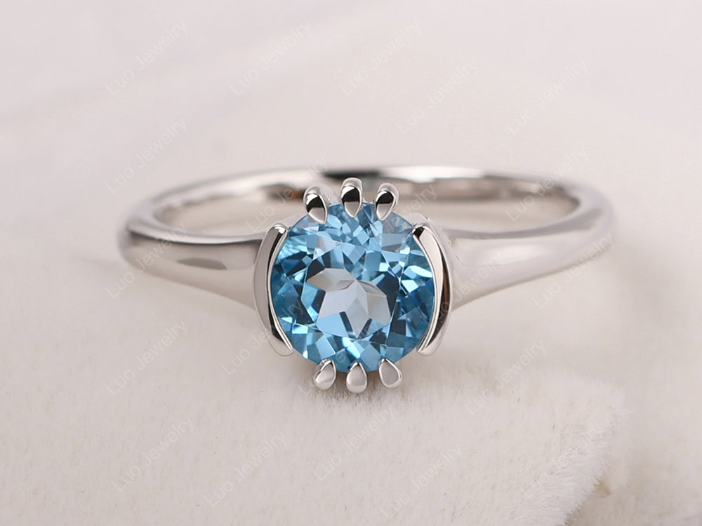 Vintage Swiss Blue Topaz Solitaire Ring - LUO Jewelry