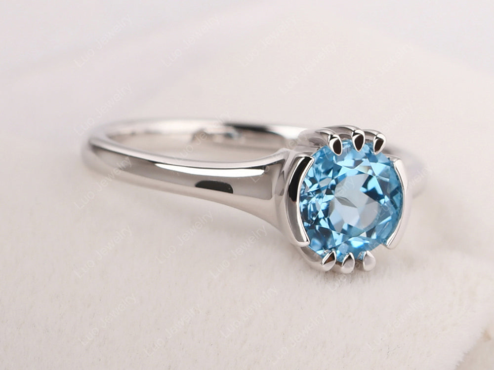 Vintage Swiss Blue Topaz Solitaire Ring - LUO Jewelry