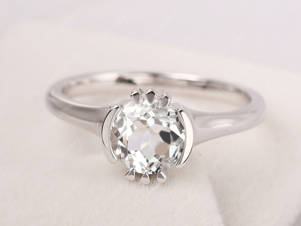 Vintage White Topaz Solitaire Ring - LUO Jewelry