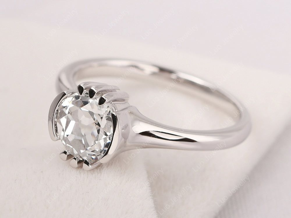 Vintage White Topaz Solitaire Ring - LUO Jewelry