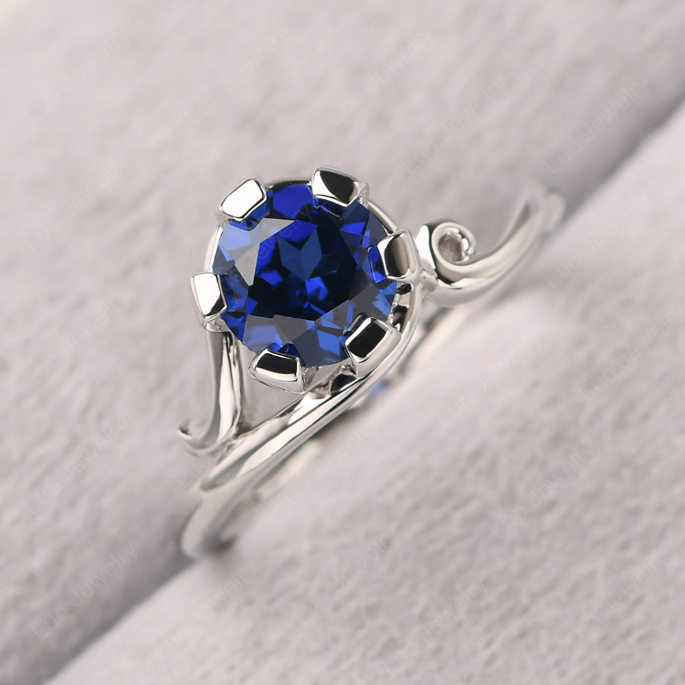 Non-traditional Lab Sapphire Ring - LUO Jewelry