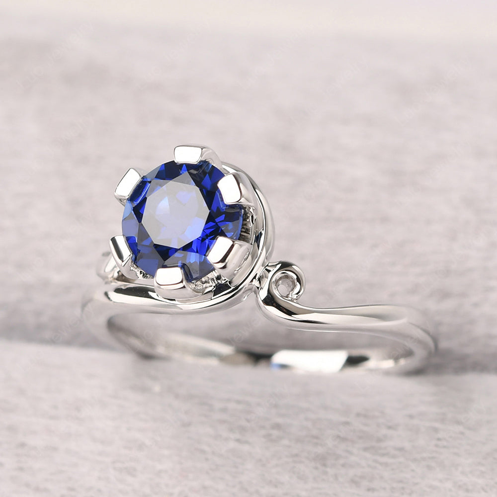 Non-traditional Lab Sapphire Ring - LUO Jewelry