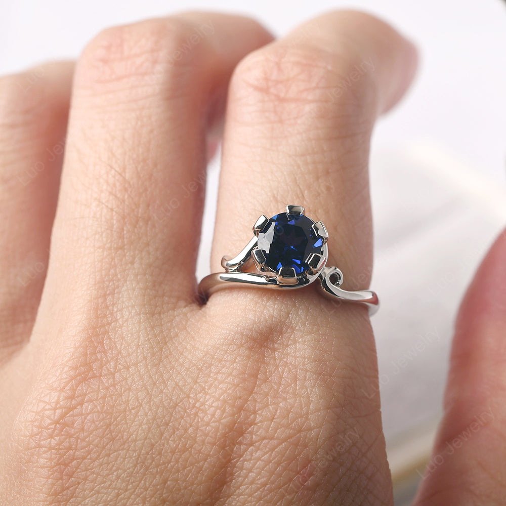 Non-traditional Lab Sapphire Ring - LUO Jewelry