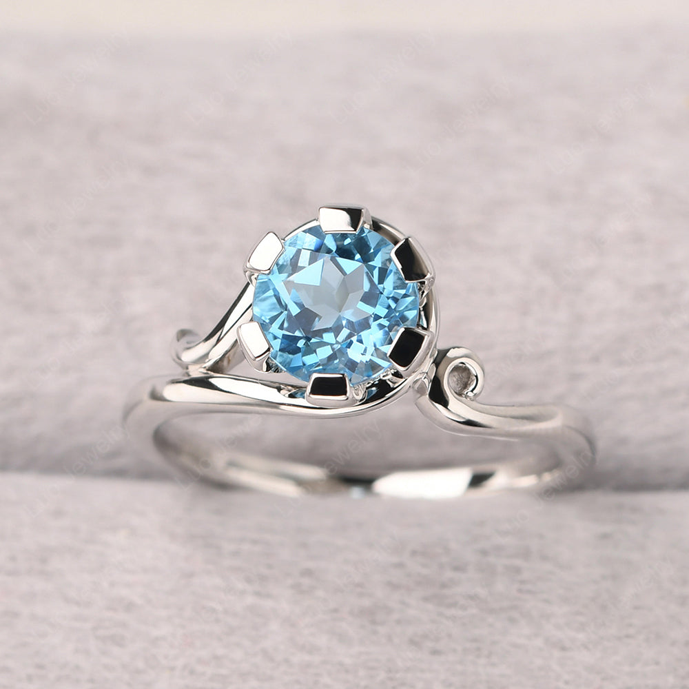 Non-traditional Swiss Blue Topaz Ring - LUO Jewelry