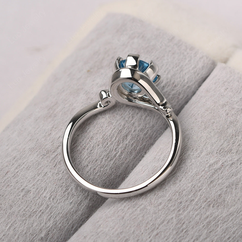 Non-traditional Swiss Blue Topaz Ring - LUO Jewelry