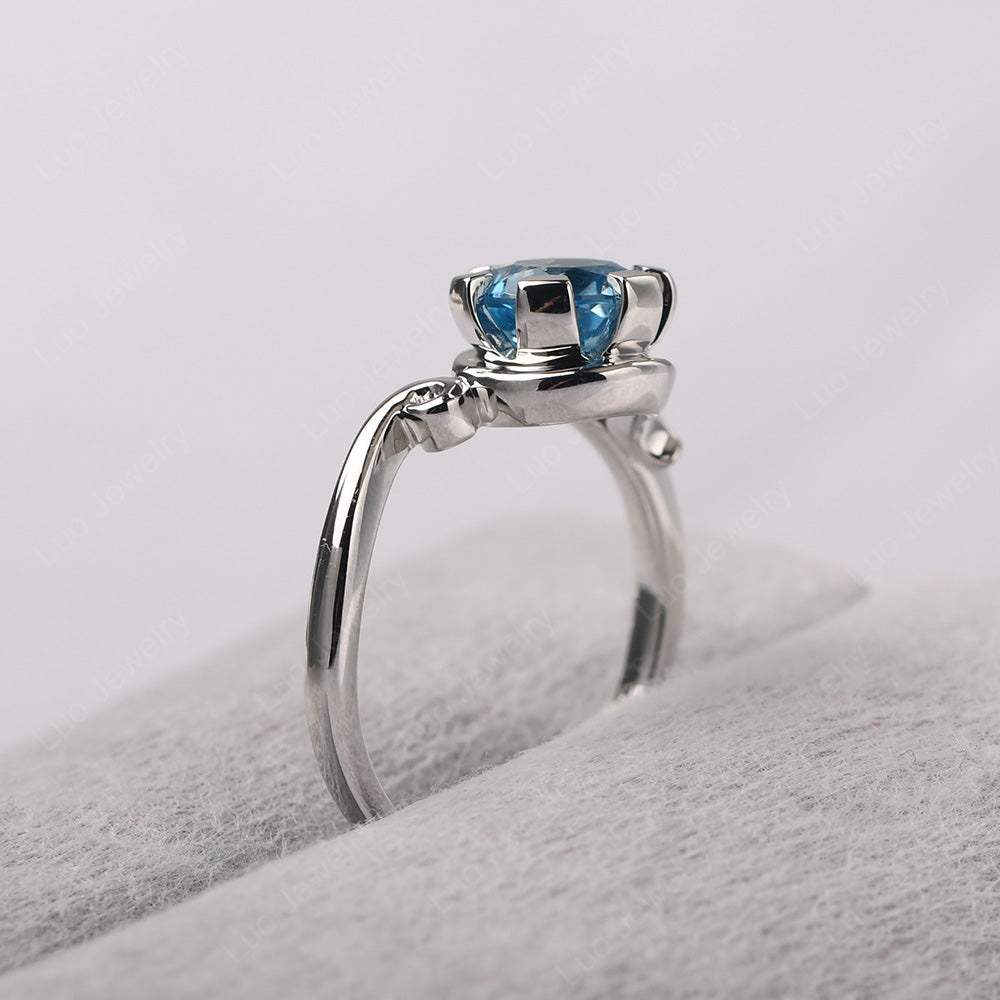 Non-traditional Swiss Blue Topaz Ring - LUO Jewelry